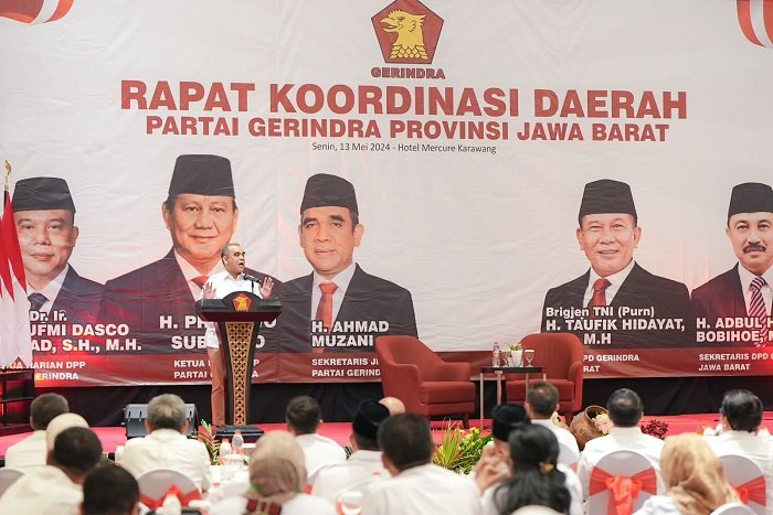 Sekjen Gerindra Ahmad Muzani hadir dalam Rapat Koordinasi pengurus Partai Gerindra se-Jawa Barat. (Dok. Partai Gerindra)