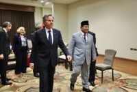 Menteri Pertahanan (Menhan) RI Prabowo Subianto melakukan pertemuan bilateral dengan Menteri Luar Negeri Amerika Serikat (AS) Antony John Blinken. (Dok. Tim Media Prabowo Subianto)