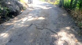 Berulangkali Kades Majid memohon kepada Pemkab Sumedang, demi keselamatan para pengendara yang melintas ruas jalan Legok – Sukatali, (Dok.Hallobandung.com / Abdul Haris)